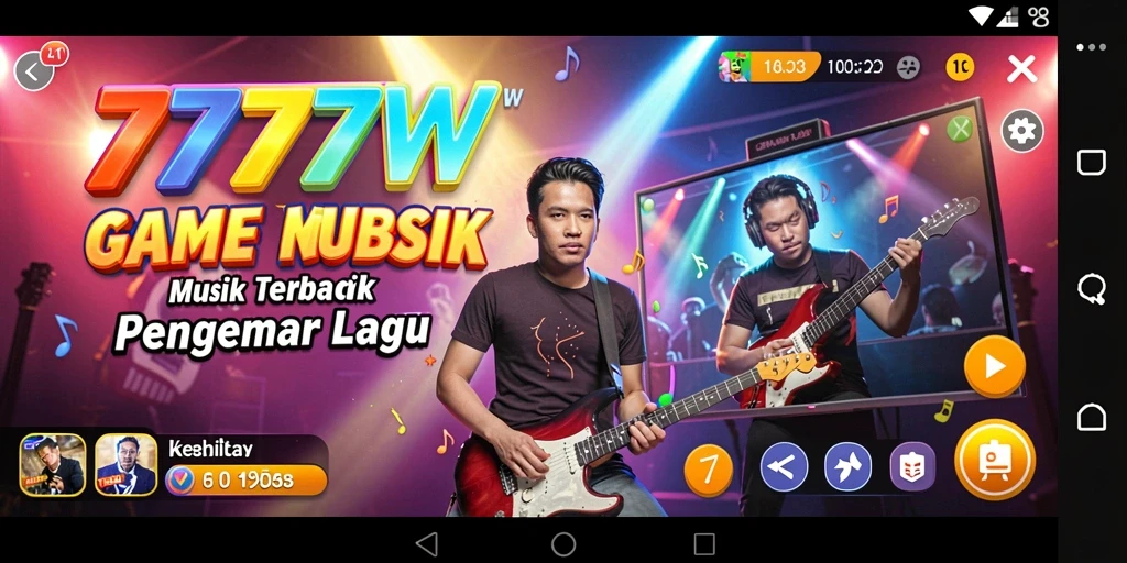 Tampilan gameplay interaktif di 7777W dengan musik yang menyenangkan.