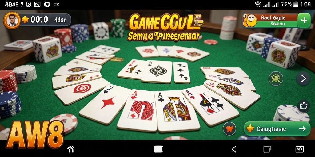 Tampilan gameplay Gaple yang menegangkan dan seru di AW8.