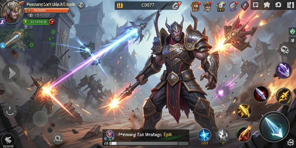 Tampilan gameplay C0077 dengan strategi pertempuran yang mendebarkan.