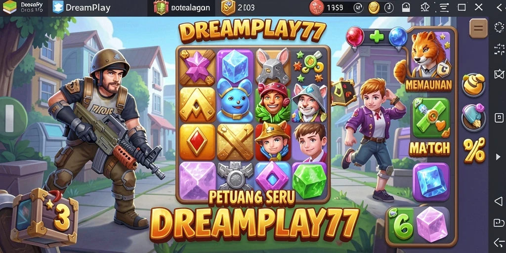 Tampilan gameplay seru dalam <strong>DREAMPLAY77</strong> dengan berbagai tantangan match-3.