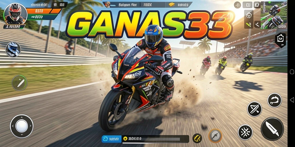 Tampilan seru dari gameplay balapan motor di GANAS33.