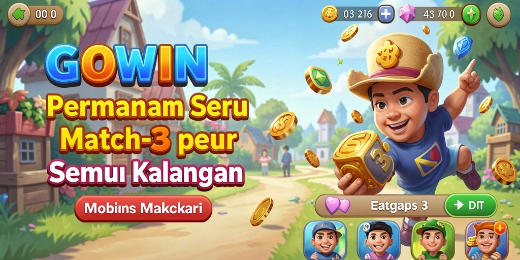 Tangkapan layar <strong>GOWIN</strong> menunjukkan aksi mendebarkan permainan Match-3 yang seru.