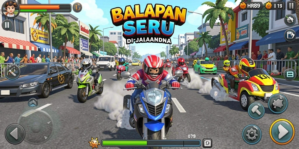 Tampilan aksi seru dalam balapan cepat di HR89.