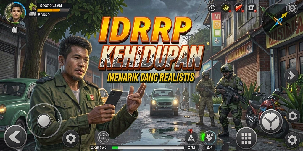 Screenshot dari gameplay IDRRP yang menampilkan interaksi karakter.