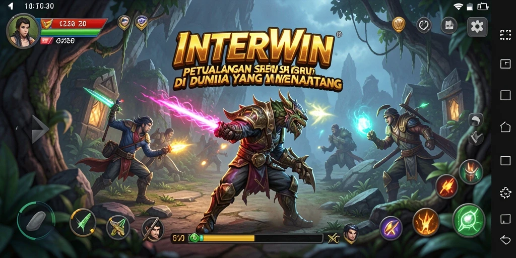 Tampilan gameplay INTERWIN yang menakjubkan dengan aksi petualangan yang seru.