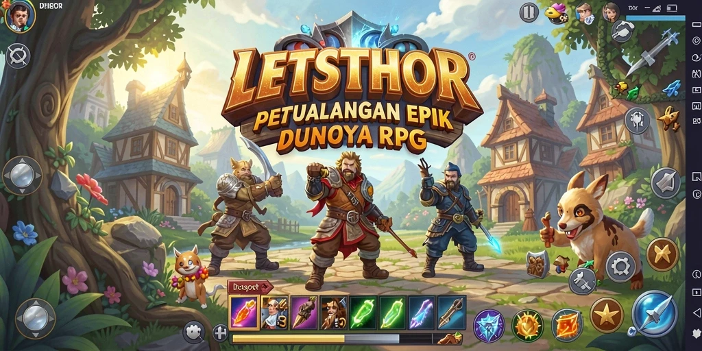 Tampilan gameplay LETSTHOR yang epik dan mendebarkan dari dunia RPG.