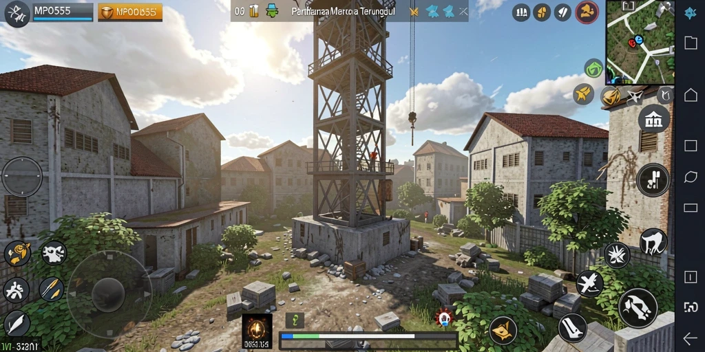 Tampilan menarik dari gameplay Tower Defense MPO555.