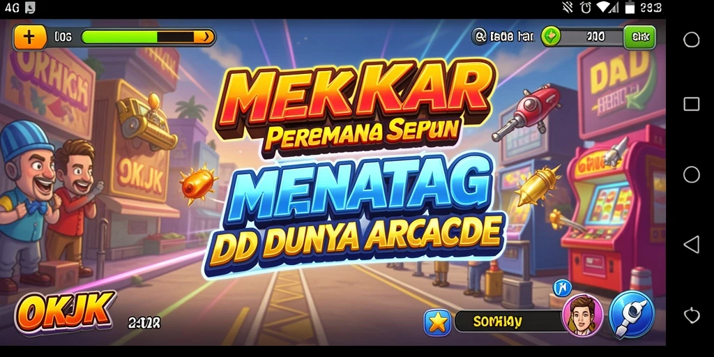 Screenshot gameplay OKJK yang menampilkan aksi seru dalam game arcade.