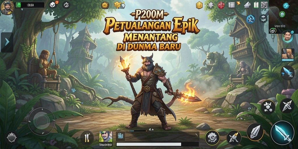 Tangkapan layar permainan P200M dengan aksi petualangan yang mendebarkan.