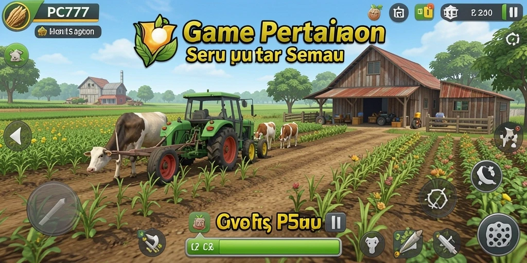 Screenshot gameplay PC777 menampilkan aktivitas seru berkebun.