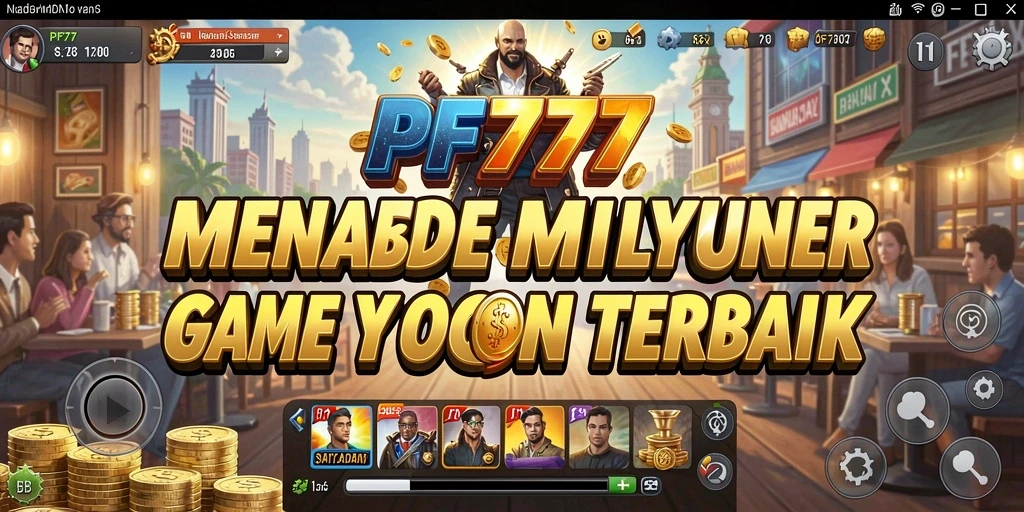 Screenshot gameplay PF777 menampilkan keramaian bisnis yang sukses dan manajemen strategis.
