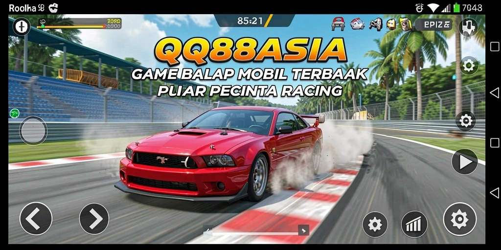 Screenshot menunjukkan aksi balapan seru dalam QQ88ASIA.