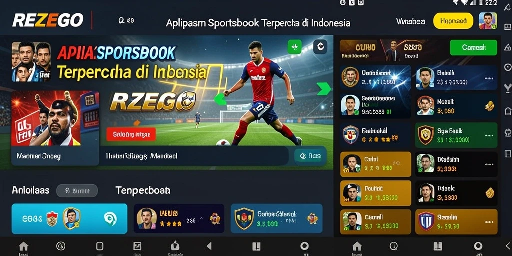 Tampilan antarmuka REZEGO yang menarik dalam taruhan olahraga.
