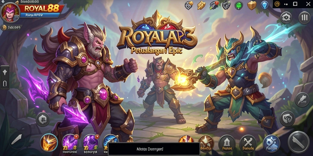 Tampilan gameplay dinamis yang menampilkan aksi pertarungan dalam ROYAL88.