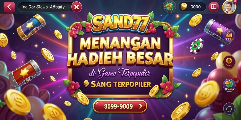 Tampilan menarik gameplay SAND77 dengan peluang menang besar.