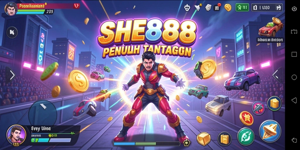 Gameplay seru SHE888 dengan tantangan menanti setiap level.