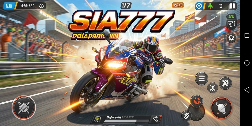 Screenshot gameplay SIA777 menampilkan balapan motor yang seru dan menegangkan.