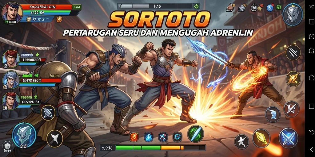 Tampilan gameplay SORTOTO yang mendebarkan dalam pertarungan.