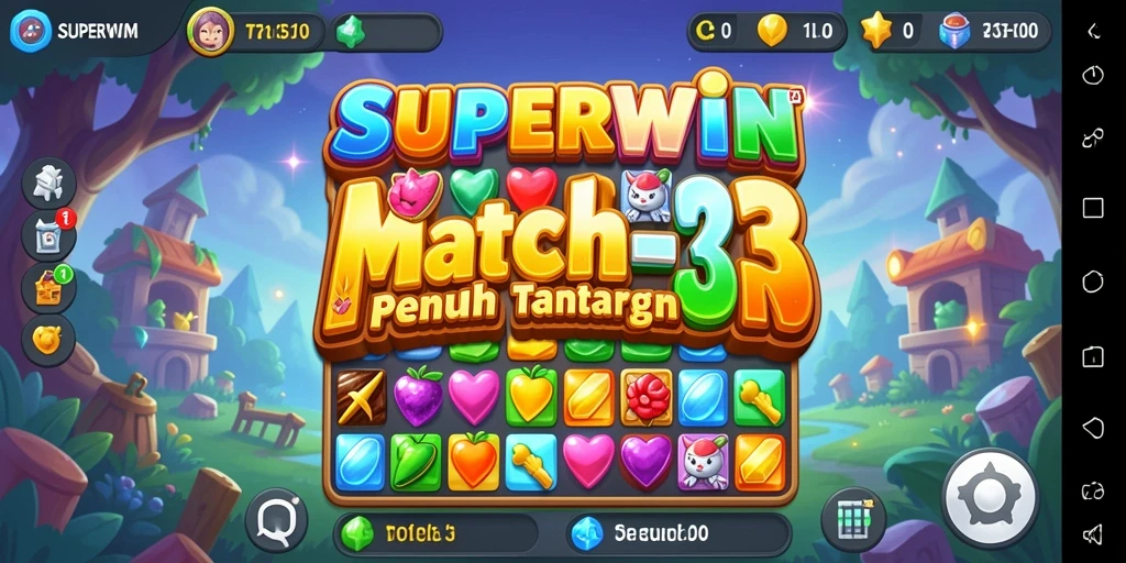 Tangkap momen seru gameplay SUPERWIN saat mencocokkan permata.