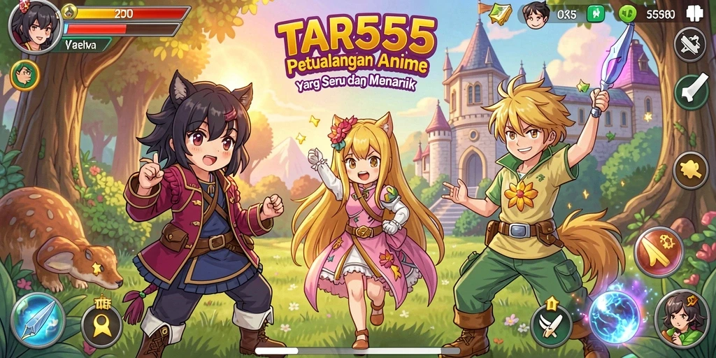 Screenshot TAR555 menampilkan aksi pertarungan karakter anime yang dramatis.