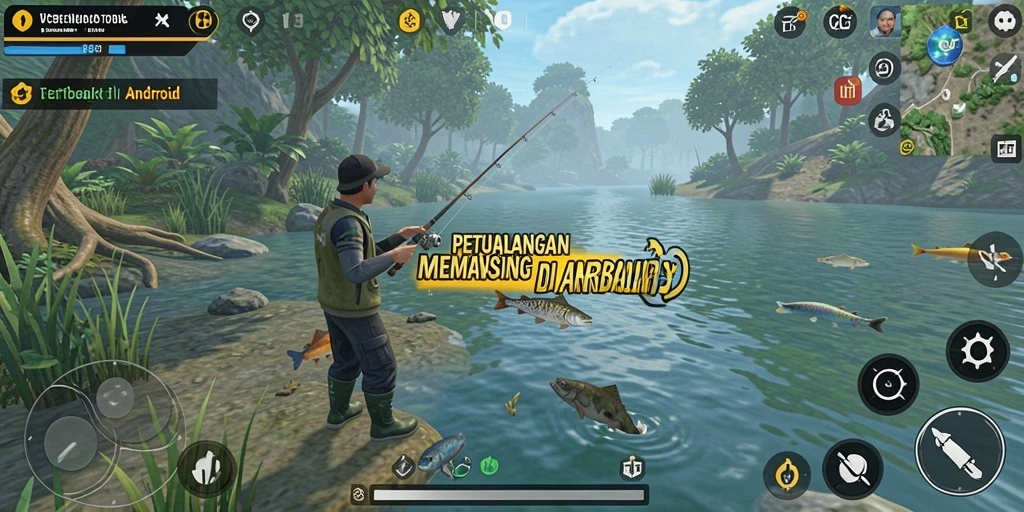 Screenshot gameplay VC5 menampilkan aksi memancing yang mendebarkan.