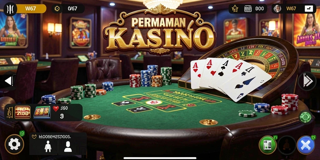 Screenshot W67 menampilkan gameplay kasino yang seru dan menarik.